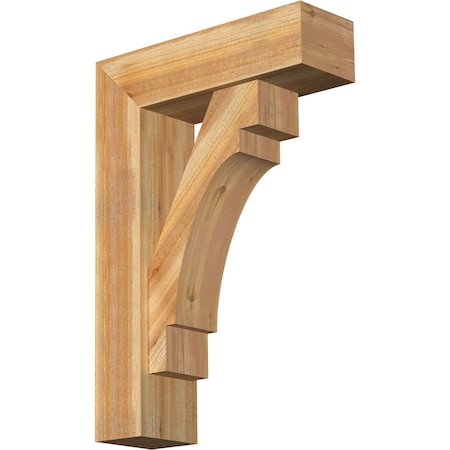 Ekena Millwork Merced Block Rough Sawn Bracket w/ Offset Brace, Western Red Cedar, 8"W x 26"D x 38"H BKT0806X26X38MRC05RWR